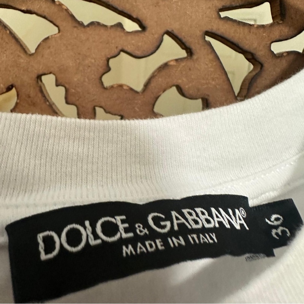 NEW DOLCE & GABBANA CROPPED T-SHIRT WITH LOGO - Picture 6 of 7